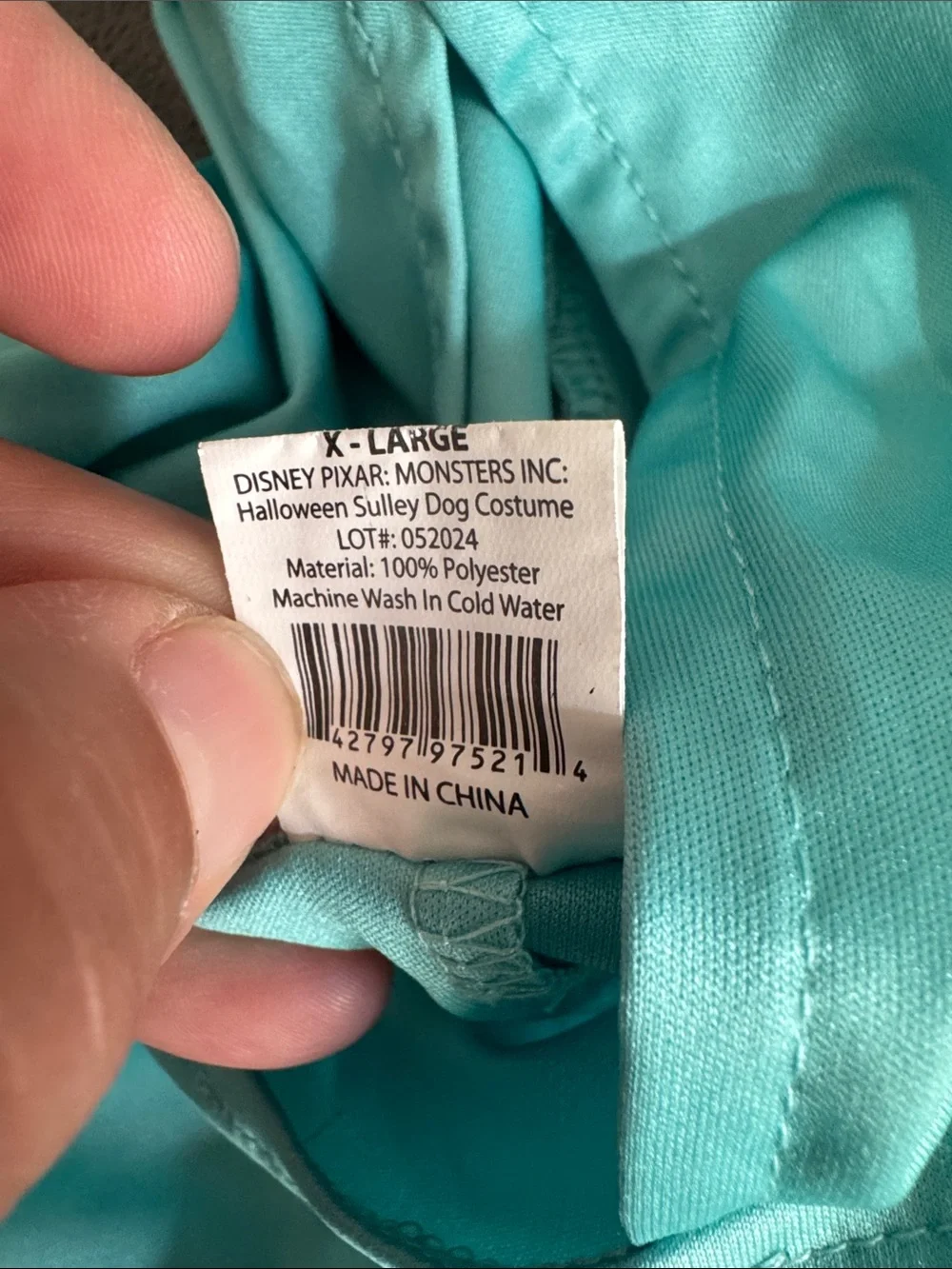 Disney pixar Monsters Inc  Sully Hooded pet dog Halloween costume xl